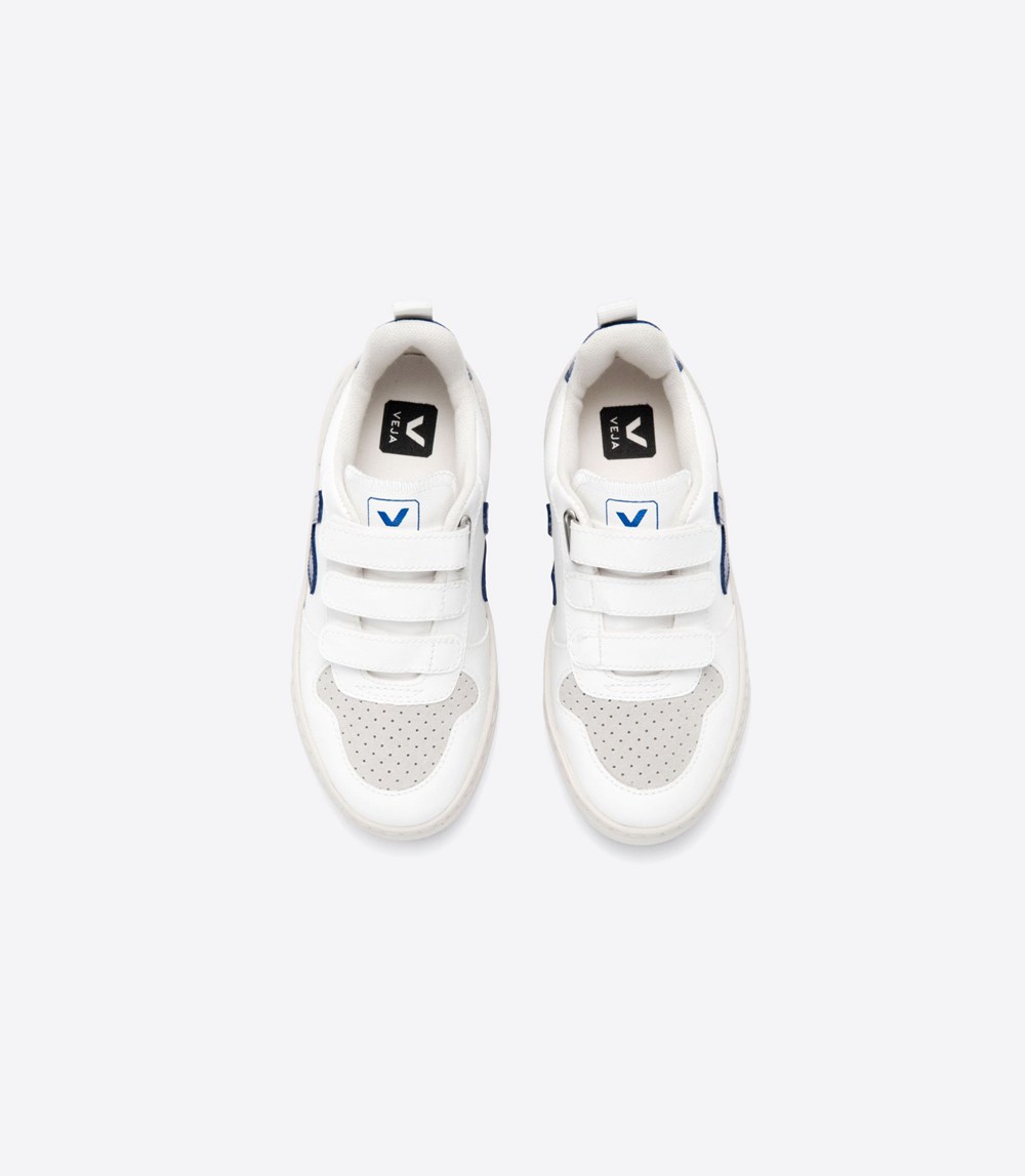 Veja Trainers Kids White/Blue - V-10 Velcro Cwl - BPVK-86293